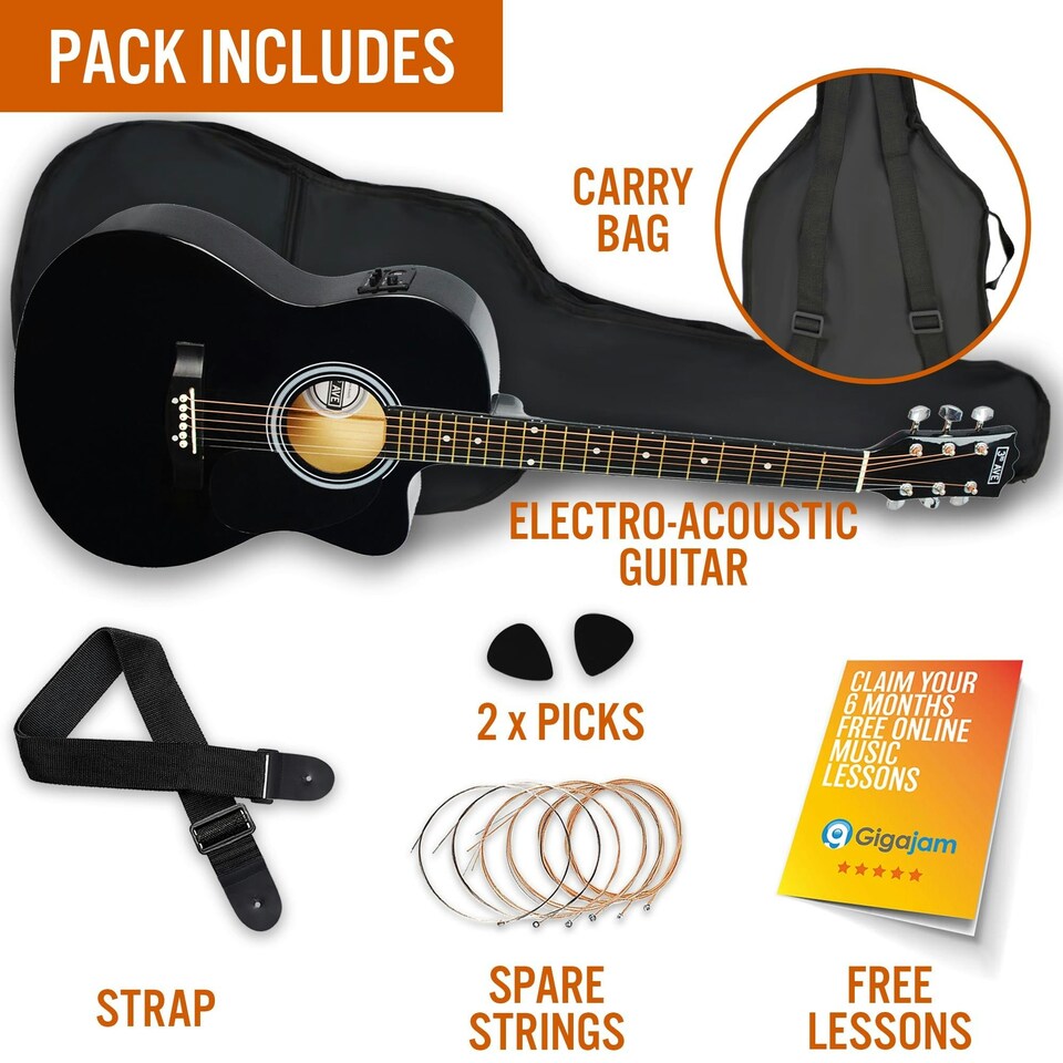 image 1 of 3rd Avenue Full Size Cutaway Electro Acoustic Guitar Pack Blue