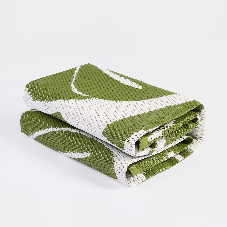 image 1 of OHS Outdoor Waterproof Tropical Garden Patio Anti-Slip Rug, 80x150cm - Green/White