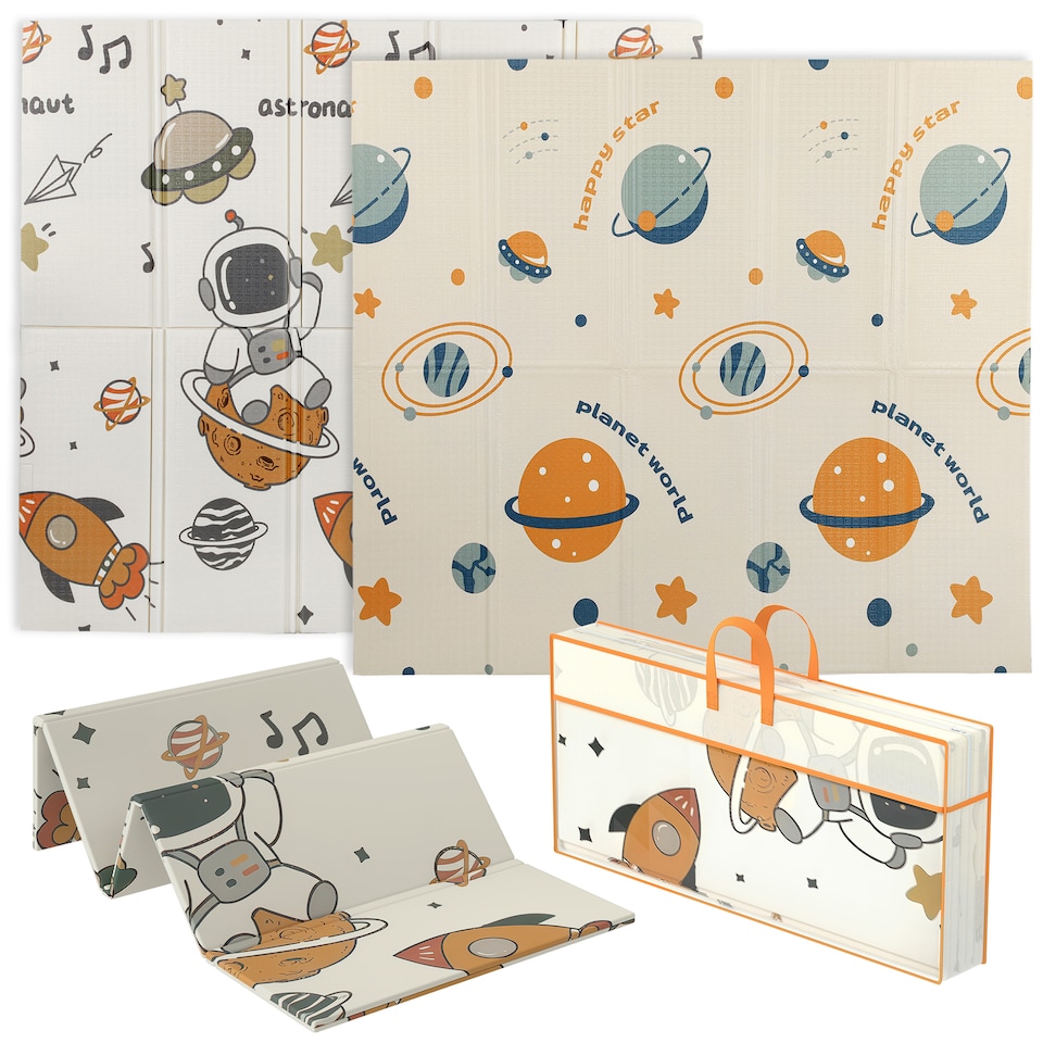 image 1 of AIYAPLAY Baby Play Mat, Foldable Activity Playmat, Astronaut & Planet Theme