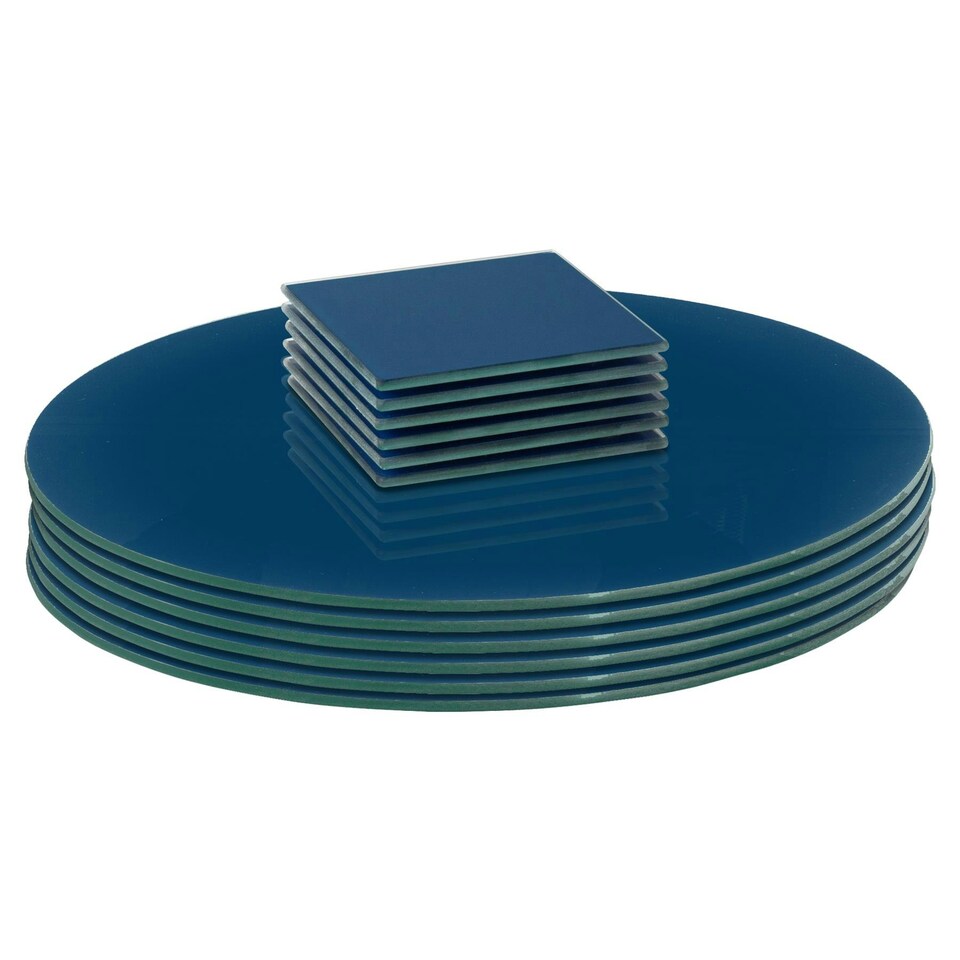 image 1 of Harbour Housewares Glass Placemats & Coasters - Hague Blue - Round/Square - 12pc Dining Set Blue