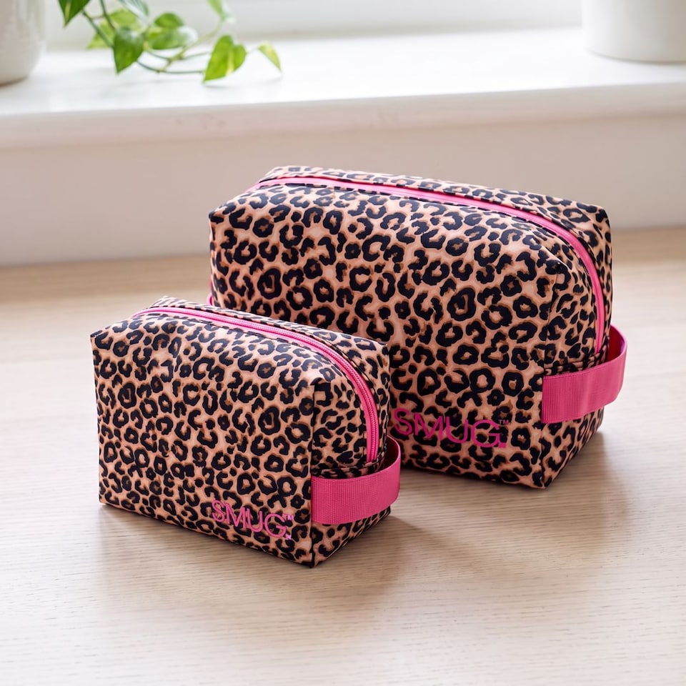 image 1 of SMUG Toiletry & Wash Bag Set - Leopard Print