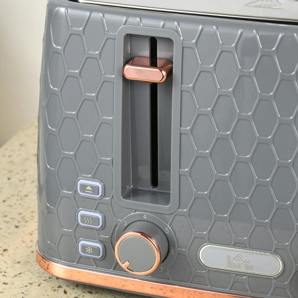image 1 of HOMCOM 1.7L Kettle and Toaster Set with Defrost Reheat and Crumb Tray Grey