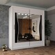 image 2 of Modern Sliding Wardrobe 120cm with Wavy Mirror Design | White, Black, Grey, Oak Finish White | White120cm 