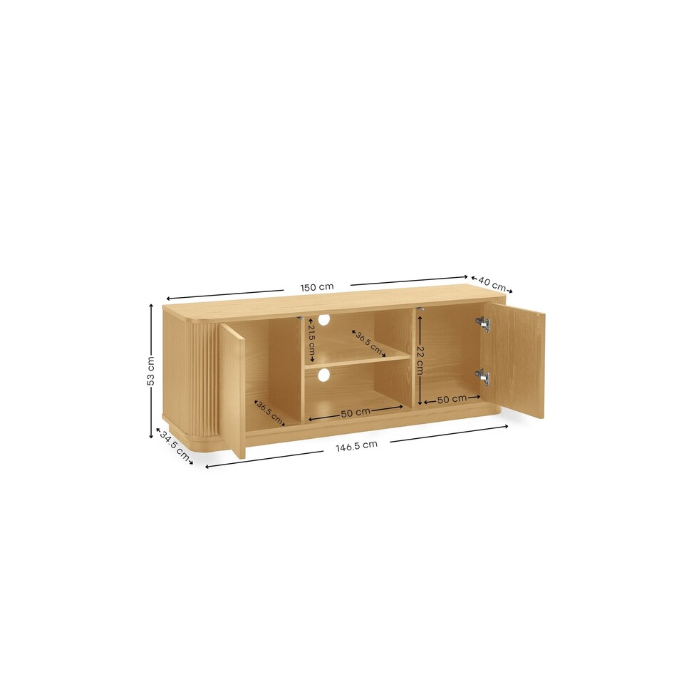 image 1 of Louis Light Oak Effect Fluted TV Unit
