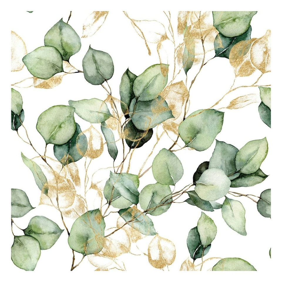 image 1 of World of Wallpaper Eucalyptus Wallpaper - Green/Gold - 10m x 53cm | Green