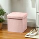 image 8 of HOMCOM Foldable Sherpa Fleece Storage Ottoman, 38 x 38 x 38 cm Pink