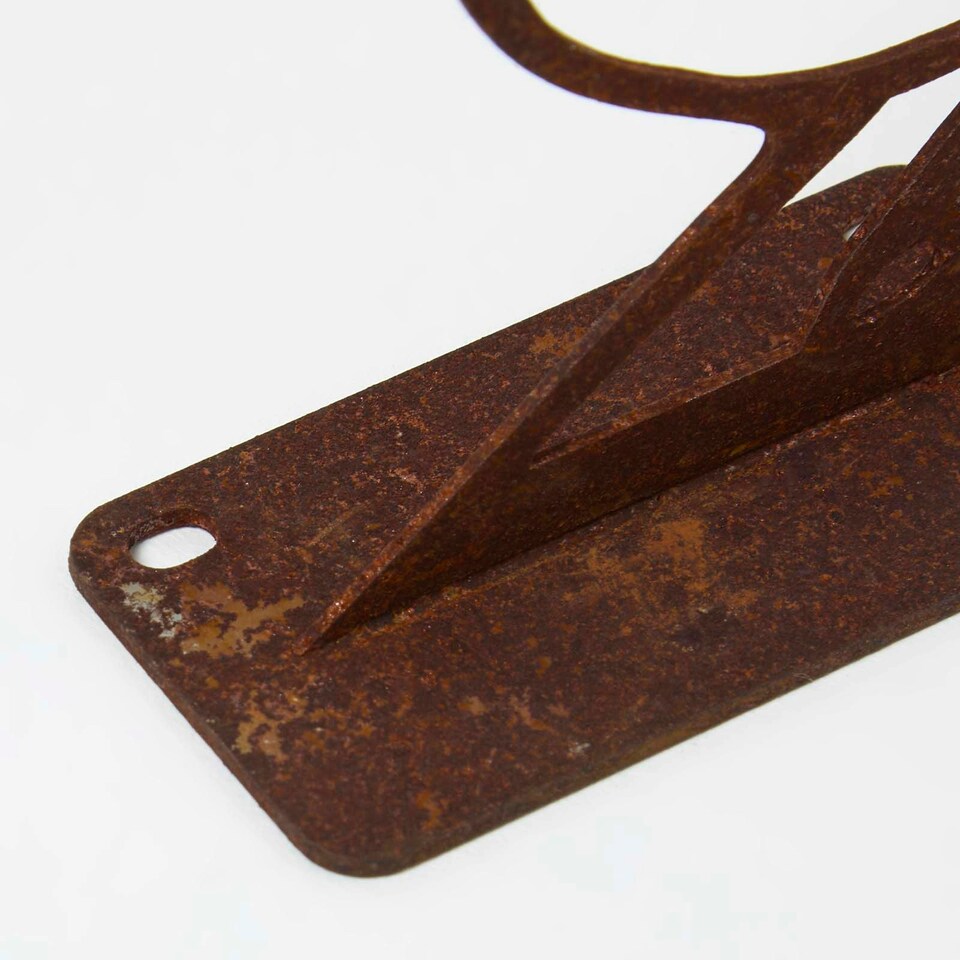 image 1 of Homescapes Steel Great Tit Fence Topper Brown