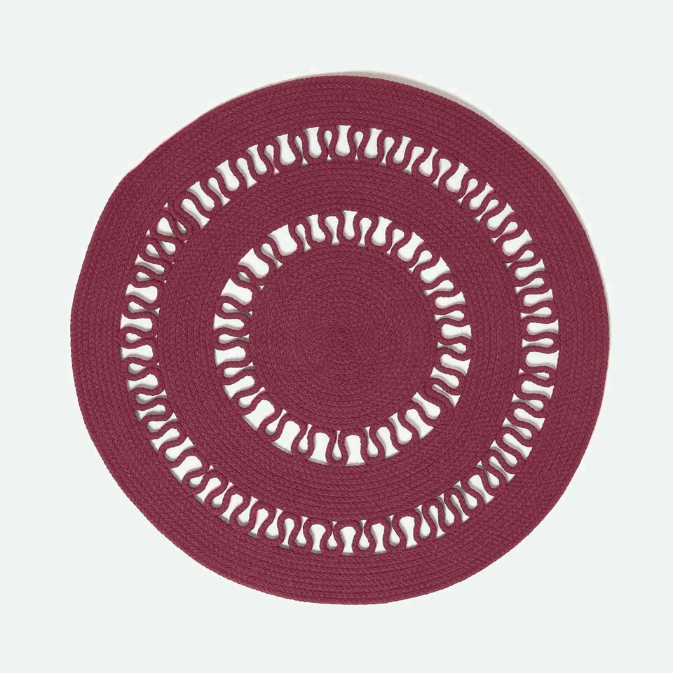 image 1 of Homescapes Plum Crochet Braided Rug - 70cm Round | Purple | Plum