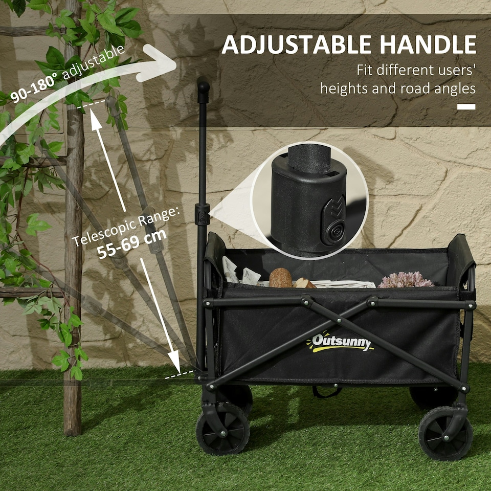 image 1 of Outsunny 41L Festival Trolley, 60kg Heavy Duty Folding Trolley Cart, Black