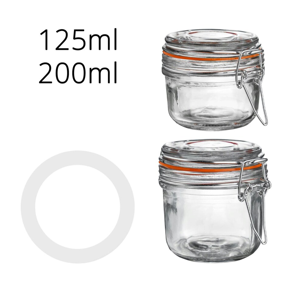 image 1 of Argon Tableware Glass Storage Jar Seals - Medium - White - Pack of 6