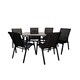 image 10 of Outdoor 6 Person Rectangular Glass Top Garden Patio Dining Table Chairs Set