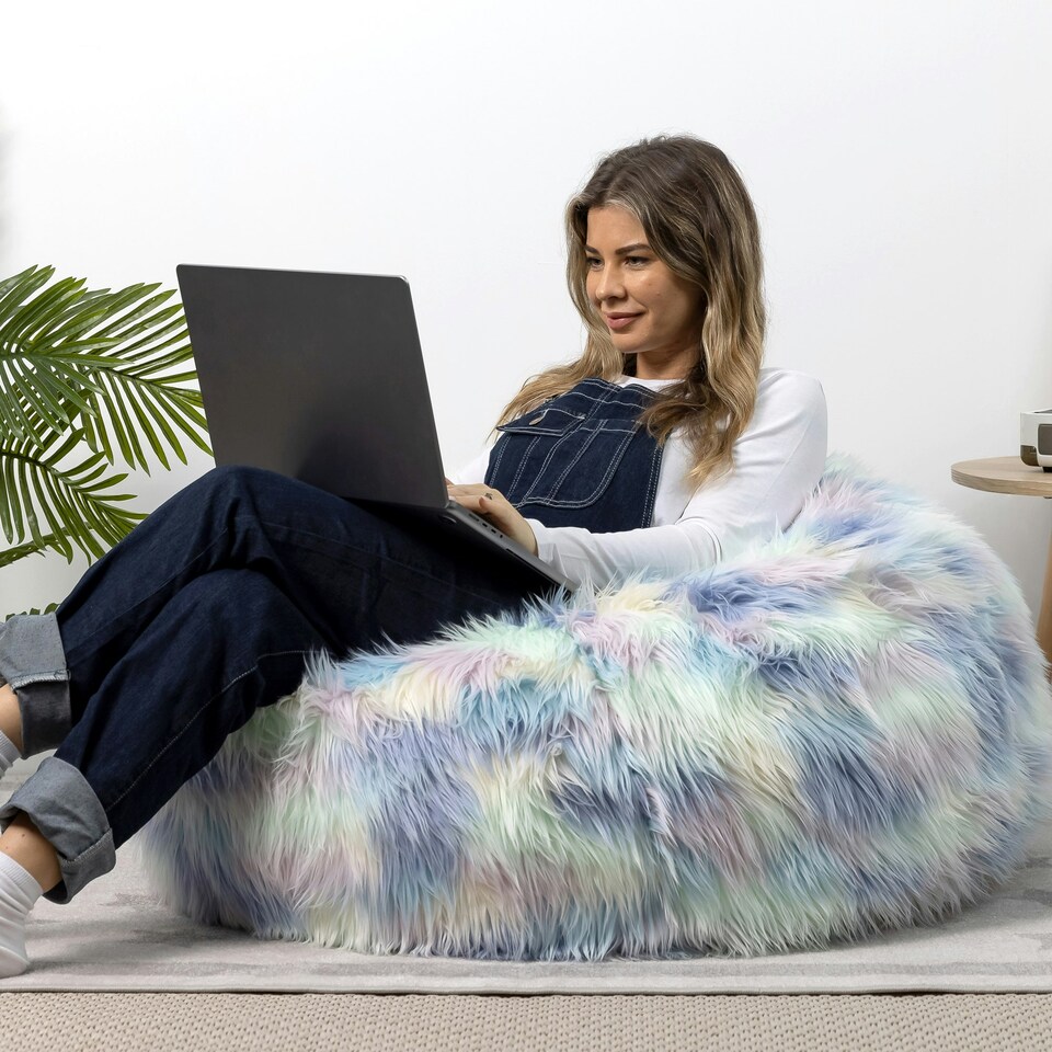 image 1 of icon Unicorn Classic Faux Fur Bean Bag Chair Multi