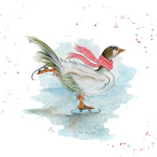 Dancing Delilah Watercolour Christmas Card By Elizabeth Grant