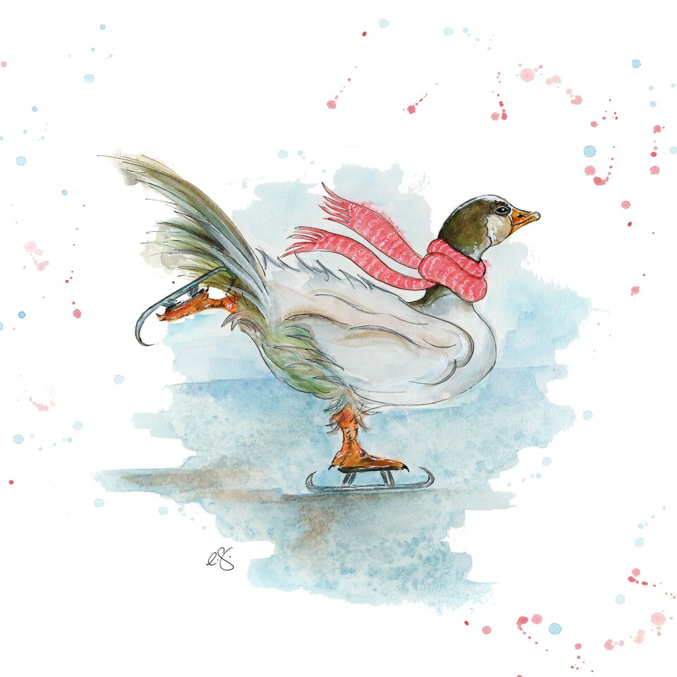 image 1 of Dancing Delilah Watercolour Christmas Card By Elizabeth Grant