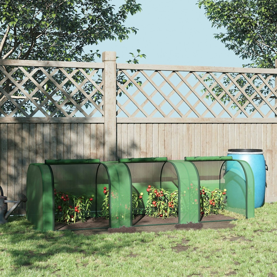 image 1 of Outsunny Tunnel Greenhouse Steel Frame for Garden w/ Zipper Doors