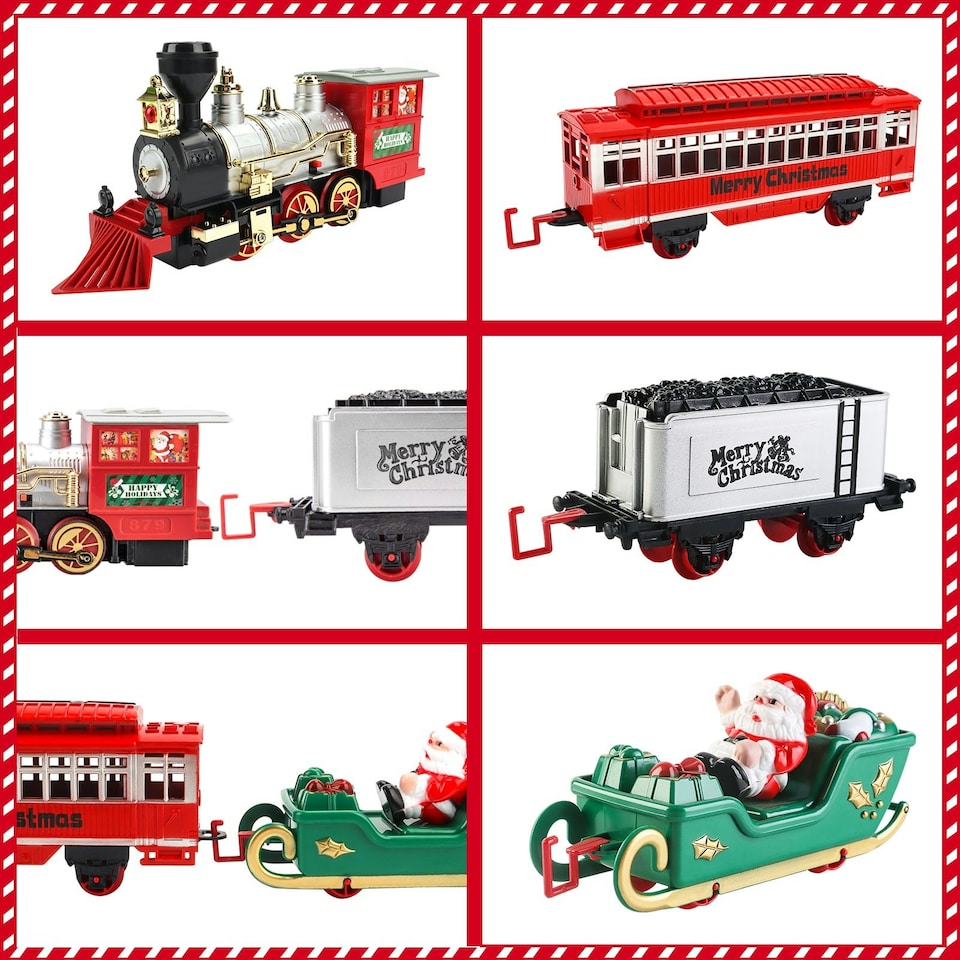 image 1 of Christmas Train Set with Light & Sounds Smoke Effect Christmas Tree Train Set fo Christmas Gift