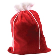 Plain Plush Large Christmas Sack With White Trim