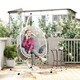 image 2 of Outsunny Hanging Egg Chair w/Stand & Cushions, Dark Grey Grey | Light Grey