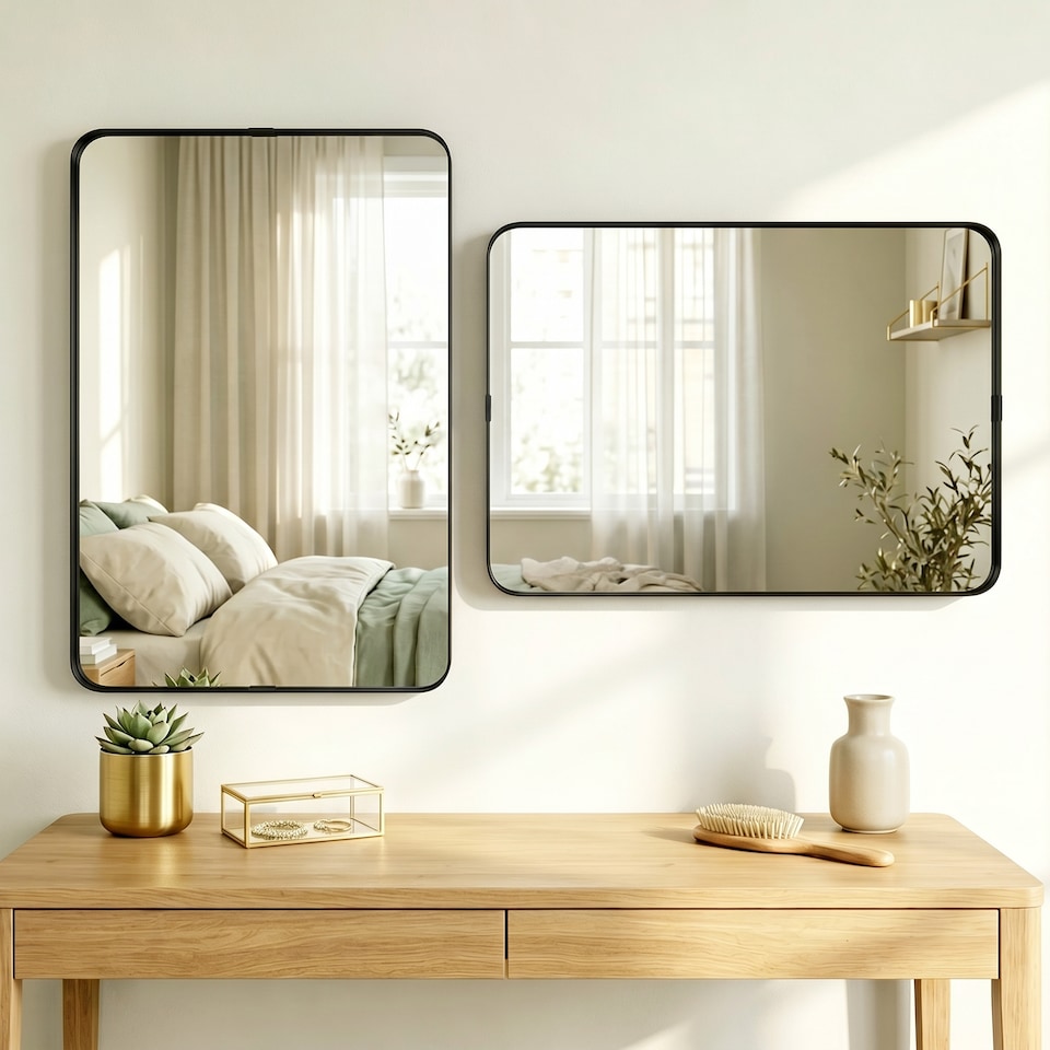 image 1 of HOMCOM Rectangular Wall Mirror, 90 x 60 cm Wall Mounted Bathroom Mirror