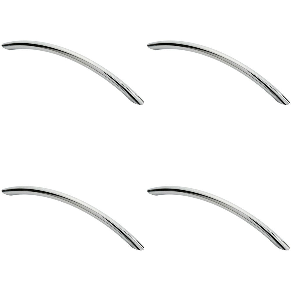 Loops 4x Curved Bow Cabinet Pull Handle 190 x 10mm 160mm Fixing Centres Chrome