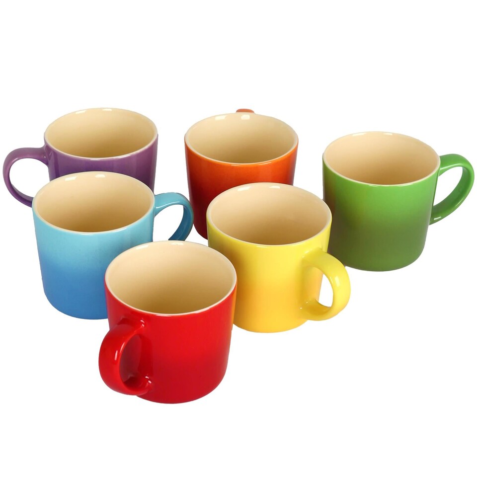 image 1 of Argon Tableware 6pc New Bone China Mugs Set - 330ml - Rainbow Ombre | Multi | Rainbow | 6
