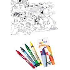 Barnyard A4 Colouring Sheet with 4 Crayons