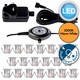 image 9 of Set of 20 - 30mm IP67 Warm White LED Decking Kit with Photocell | Chrome | Clear | 20