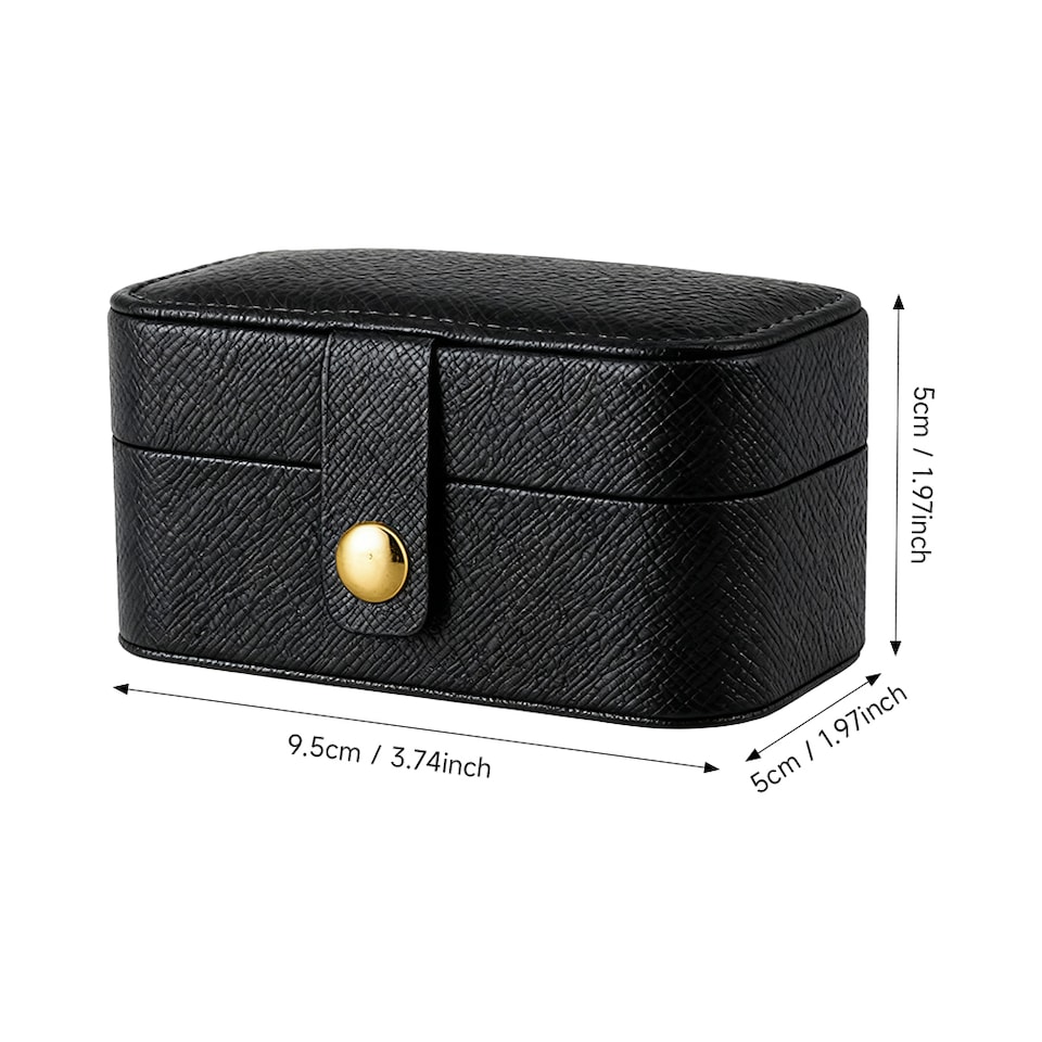 image 1 of Living and Home Portable Mini Jewelry Box Organizer-Black | Black