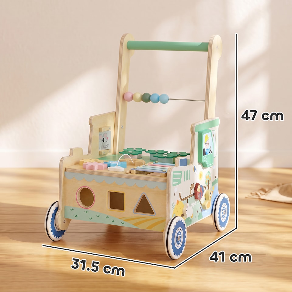 image 1 of AIYAPLAY Wooden Baby Walker for 1-3 Years, Push Along Walker Toys for 1-3