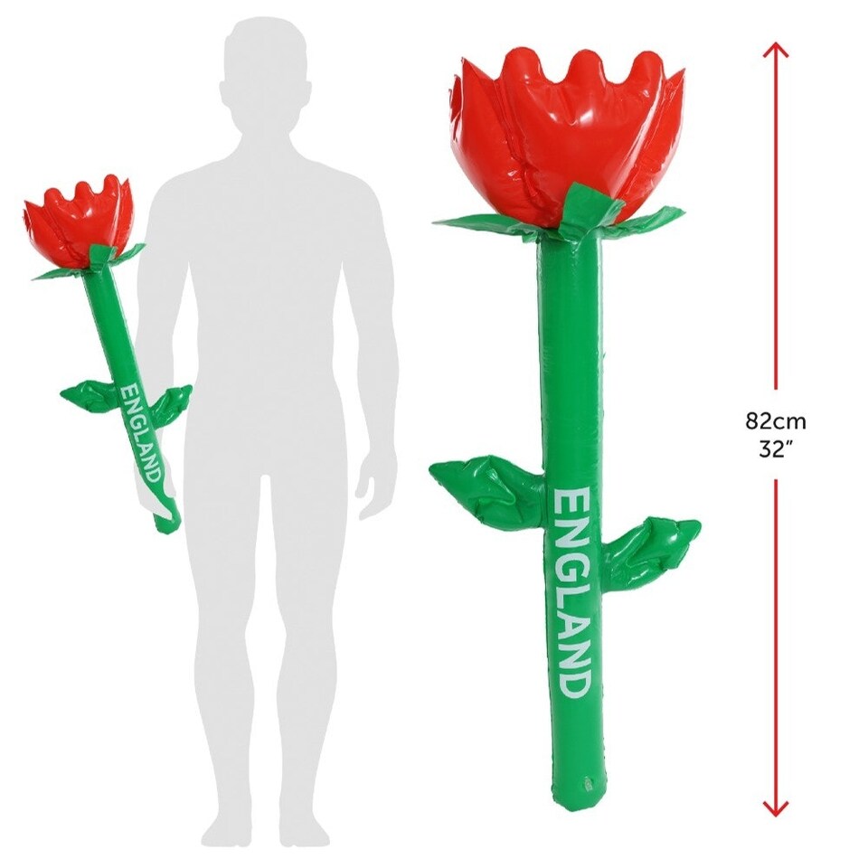 image 1 of Pack of 3 England 5ft x 3ft Flag, Red Inflatable English Rose Flower & Hat Red | One Size