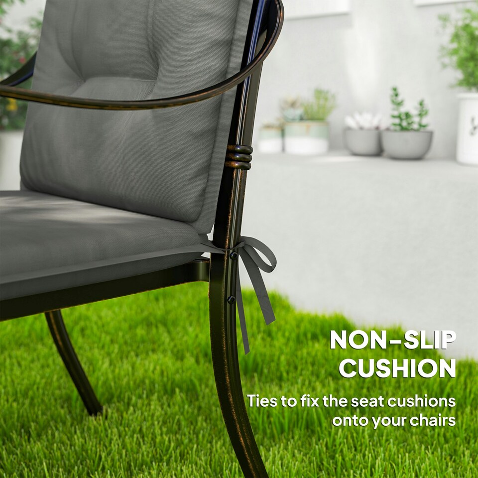image 1 of Outsunny Set of 4 Garden Chair Cushions, Outdoor Seat Pads, Charcoal Grey