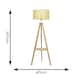 image 5 of ValueLights Morrigan Wicker Shade Wooden Tripod Floor Lamp & Bulb | Cream