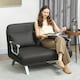 image 2 of HOMCOM Fabric Sofa, Convertible 2 Seater Sofa Bed w/ Pillows, Charcoal Grey | Grey