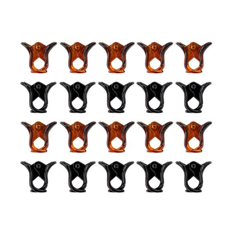 image 1 of Brushworks Mini Claw Clips 20-Pack Black and Brown | Black | Black and Brown