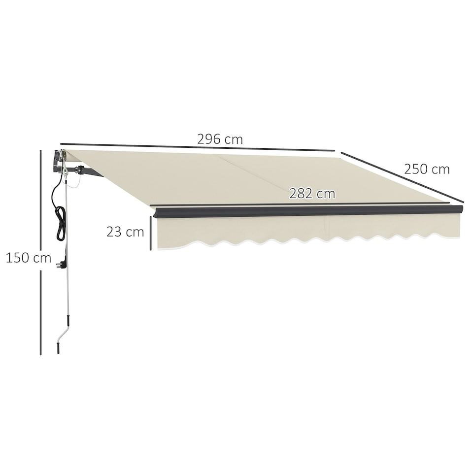 image 1 of Outsunny Electric Retractable Awning w/ Aluminium Frame Beige Cream | Beige