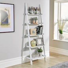 Ladder Shelf Bookcase 3 or 5 Tier Storage Shelving Unit Display Stand | White