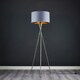 image 2 of ValueLights Camden Brushed Chrome Tripod Floor Lamp Grey & Gold Shade Grey