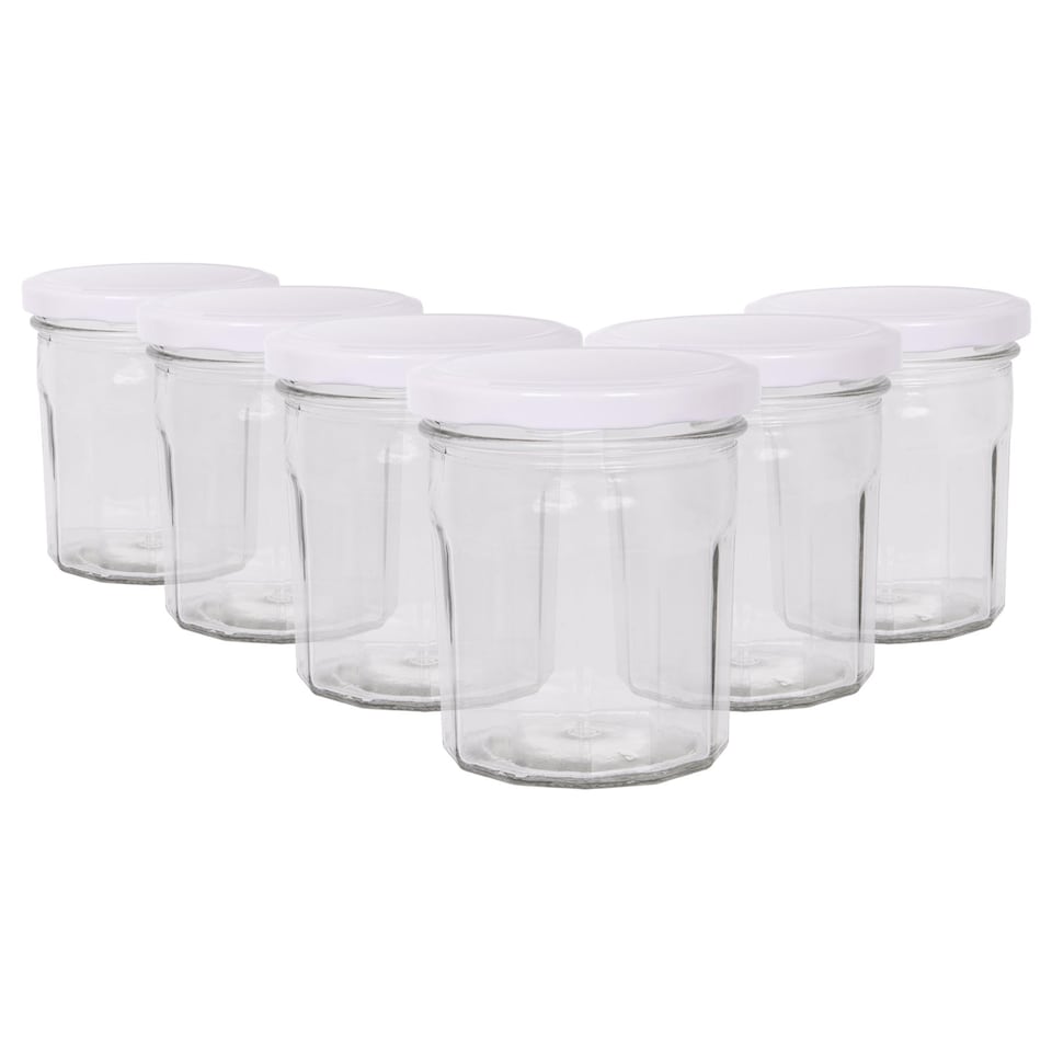 image 1 of Argon Tableware Glass Jam Jars with Lids - 310ml - Pack of 6