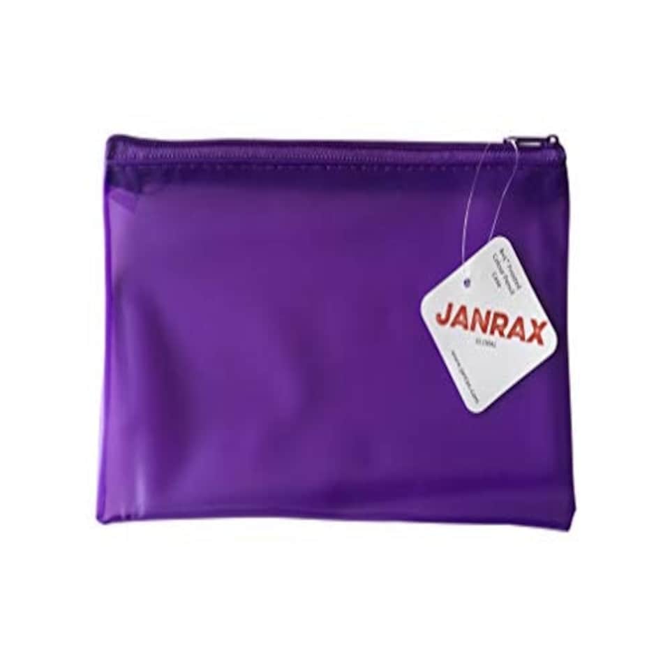 image 1 of 8x5" Frosted Purple Pencil Case - See Through Exam Clear Translucent