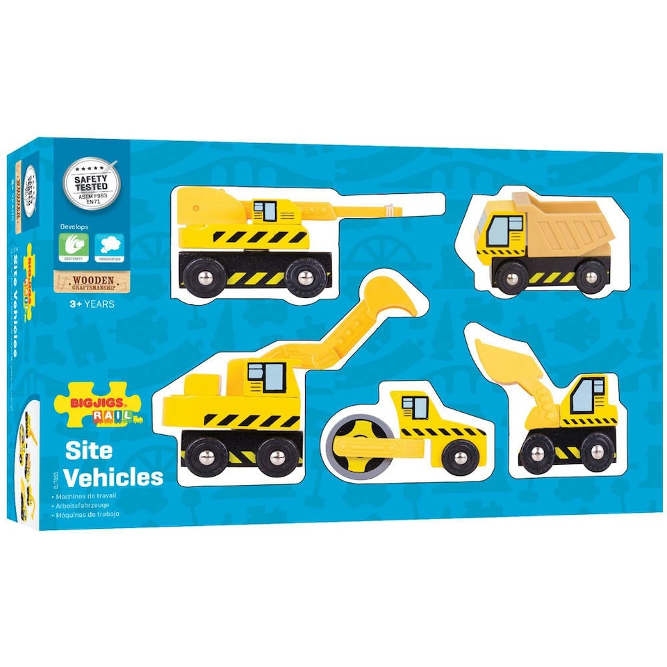 image 1 of Bigjigs Rail Wooden Construction Site Vehicle Pack - 5 Pieces