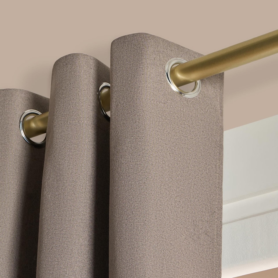 image 1 of OHS Woven Textured Blackout Eyelet Curtains - 90x90 inch | Brown | Mink