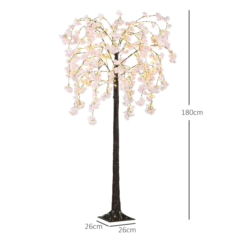image 1 of HOMCOM 180cm Cherry Blossom Tree Light with 350 LED Lights Fake Sakura Tree
