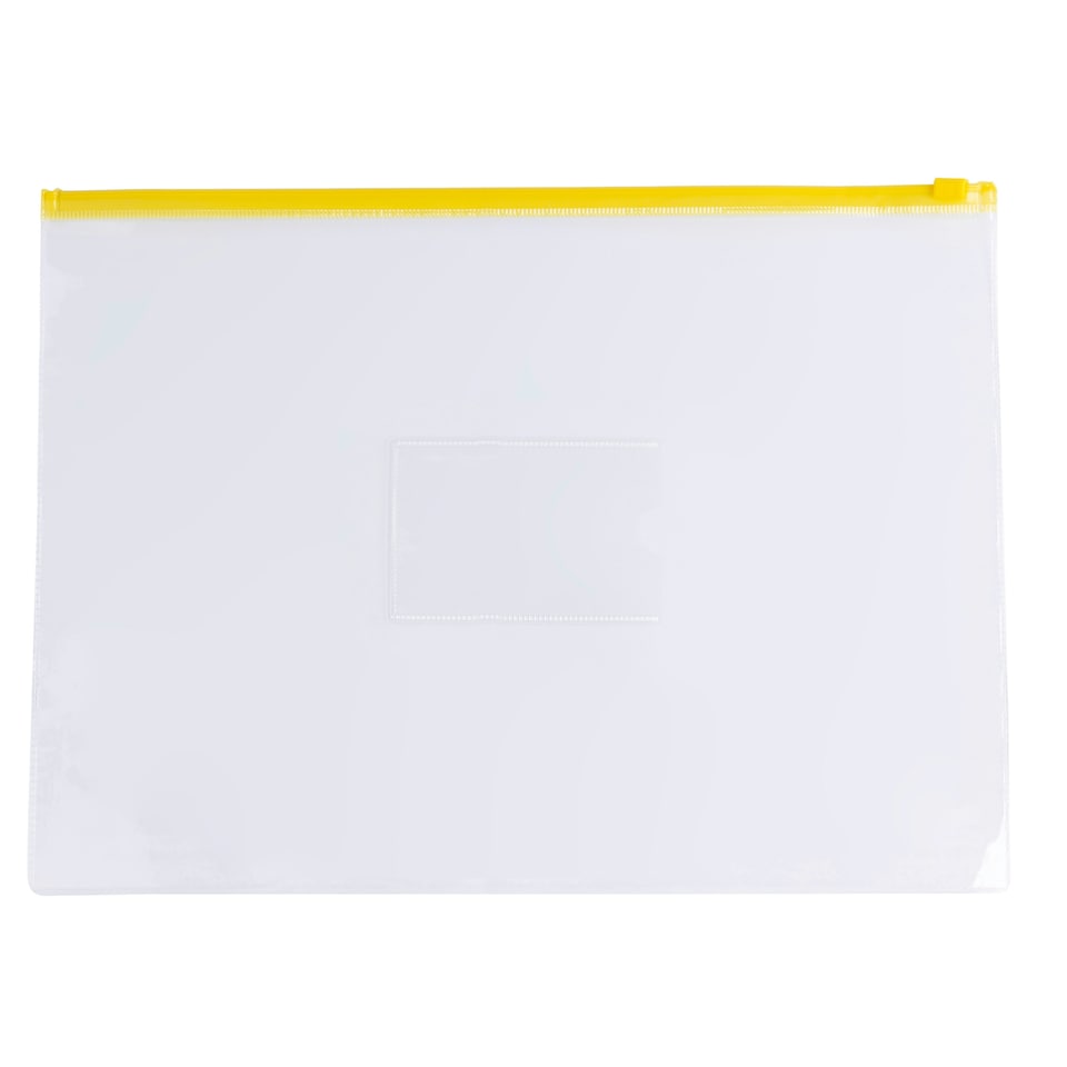 image 1 of Pack of 12 A4 Clear Zippy Bags with Yellow Zip