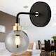 image 7 of First Choice Lighting Matt Black and Smoked Glass Wall Light Black | Grey