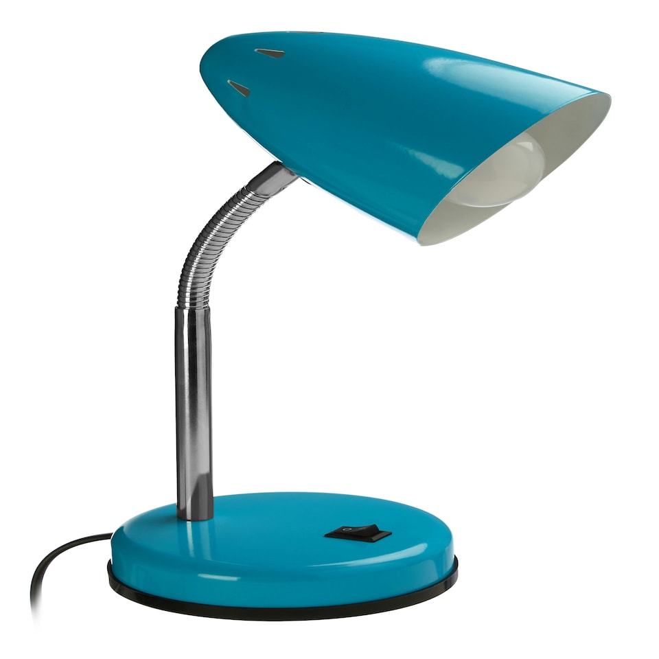 image 1 of Interiors by Premier Blue Gloss Desk Lamp, Adjustable Living Room Desk Lamp, Minimalistic Desk Lamp for Reading & Writing