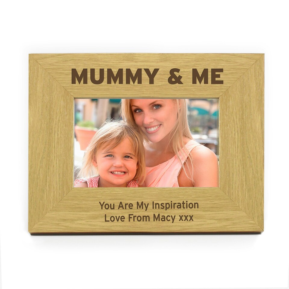 image 1 of Personalised Oak Finish 6x4 Mummy & Me Photo Frame Brown | One Size