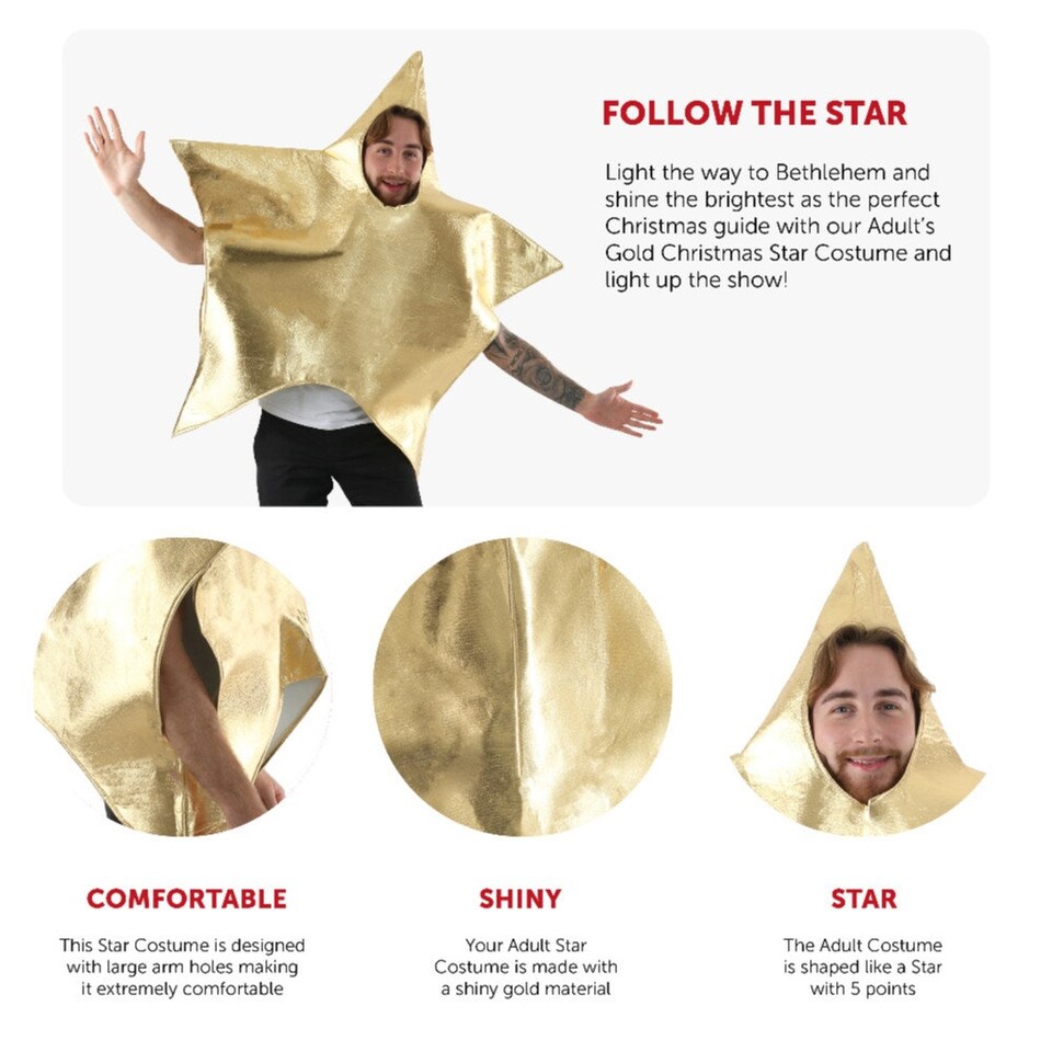 image 1 of Shining Gold Star Costume Gold | One Size