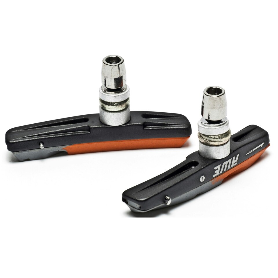 image 1 of AWE 72mm Two Tone Contour Design Bike Brake Blocks/Pads Grey/Orange