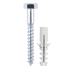 Timco - Coach Screws & Nylon Plugs - Zinc (Size 6.0 x 80 - 30 Pieces)