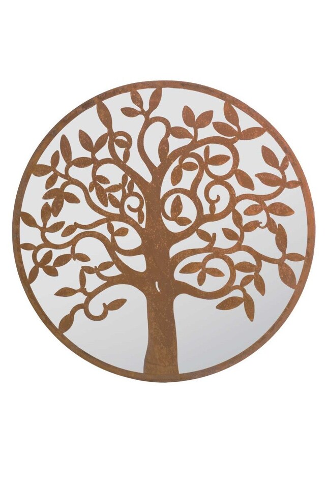 image 1 of Small Tree Design Round Garden Mirror 60 x 60 CM 2ft x 2ft | Multi